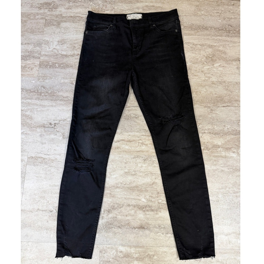Free People Black Distressed Skinny Jeans Raw Hem Size 29R 61855-16515125‎